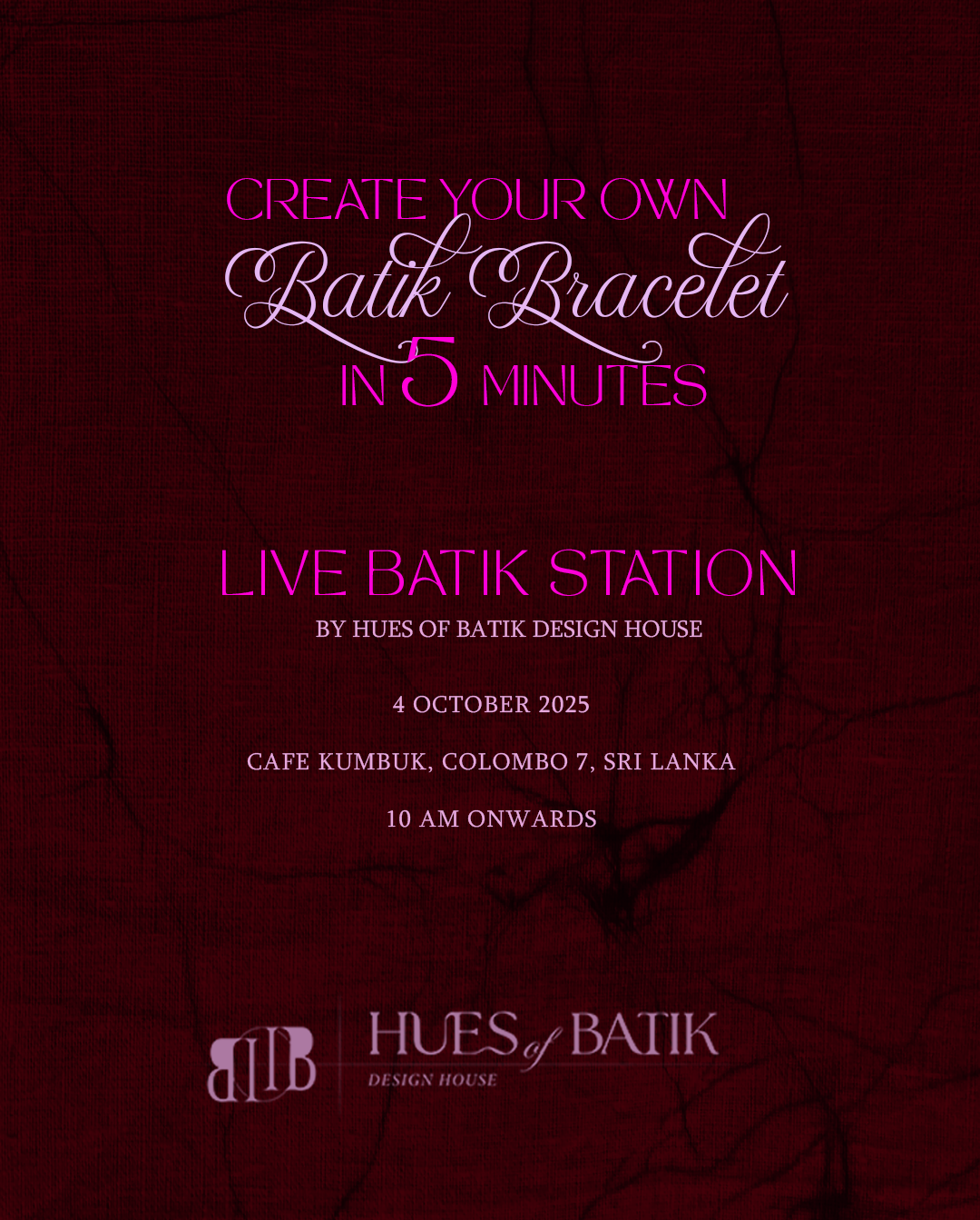 Ticket for One: Create your own Batik Bracelet at Live Batik Station, Colombo, Sri Lanka